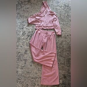 Vintage 90s Duck head Velour Tracksuit in Rose Pink - Size M pants L jacket